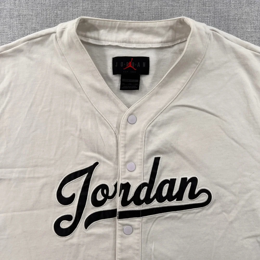 Nike Jordan Air Flight MVP Baseball‎ Jersey Men XXL White Snap Stitched Script